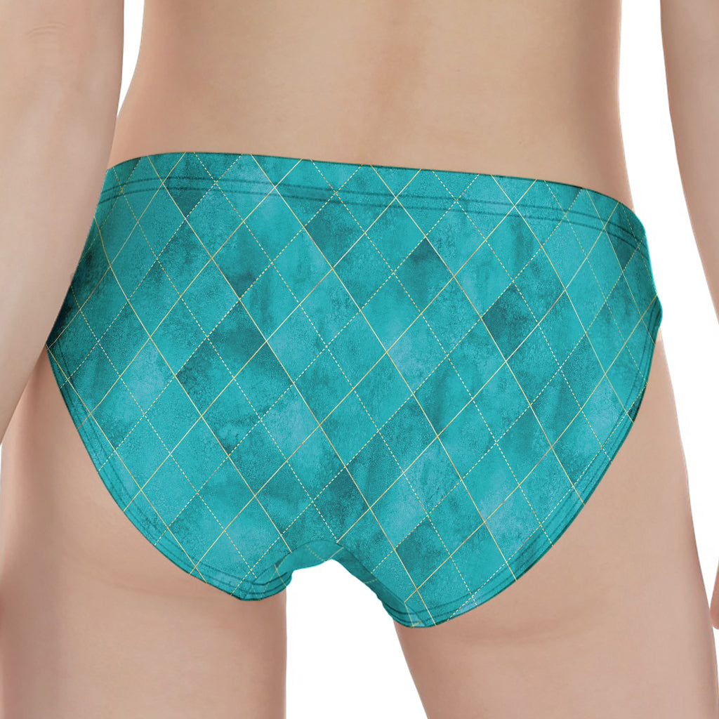 Turquoise Argyle Pattern Print Women's Panties