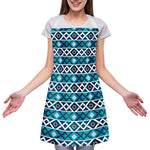 Turquoise Aztec Geometric Pattern Print Adjustable Apron