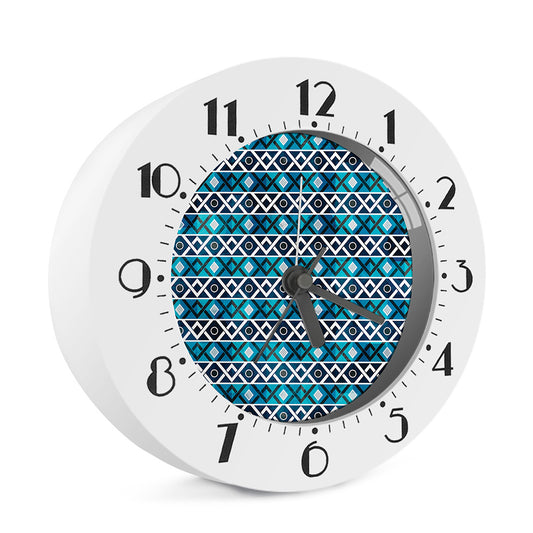 Turquoise Aztec Geometric Pattern Print Alarm Clock