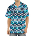 Turquoise Aztec Geometric Pattern Print Aloha Shirt