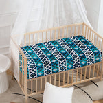 Turquoise Aztec Geometric Pattern Print Baby Crib Sheet