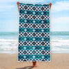 Turquoise Aztec Geometric Pattern Print Beach Towel