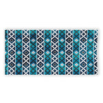 Turquoise Aztec Geometric Pattern Print Beach Towel