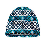 Turquoise Aztec Geometric Pattern Print Beanie