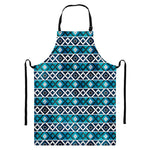 Turquoise Aztec Geometric Pattern Print Bib Apron With Pocket