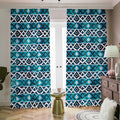 Turquoise Aztec Geometric Pattern Print Dimout Pencil Pleat Curtains