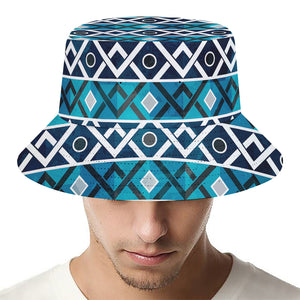 Turquoise Aztec Geometric Pattern Print Bucket Hat