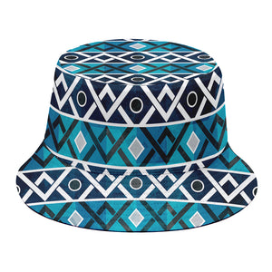 Turquoise Aztec Geometric Pattern Print Bucket Hat