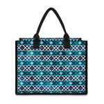 Turquoise Aztec Geometric Pattern Print Canvas Tote Bag
