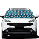 Turquoise Aztec Geometric Pattern Print Car Windshield Snow Cover