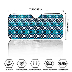 Turquoise Aztec Geometric Pattern Print Car Windshield Sun Shade