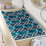 Turquoise Aztec Geometric Pattern Print Changing Pad Cover