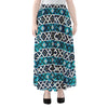 Turquoise Aztec Geometric Pattern Print Chiffon Maxi Skirt