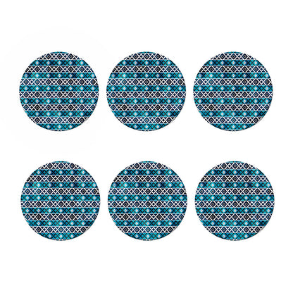 Turquoise Aztec Geometric Pattern Print Coaster Set