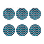 Turquoise Aztec Geometric Pattern Print Coaster Set