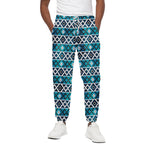 Turquoise Aztec Geometric Pattern Print Cotton Pants