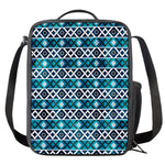 Turquoise Aztec Geometric Pattern Print Crossbody Lunch Bag