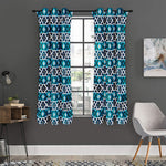 Turquoise Aztec Geometric Pattern Print Curtain
