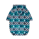 Turquoise Aztec Geometric Pattern Print Dog Zip Up Hoodie