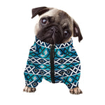Turquoise Aztec Geometric Pattern Print Dog Zip Up Jacket