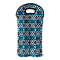 Turquoise Aztec Geometric Pattern Print Double Neoprene Wine Tote