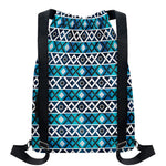 Turquoise Aztec Geometric Pattern Print Drawstring Backpack