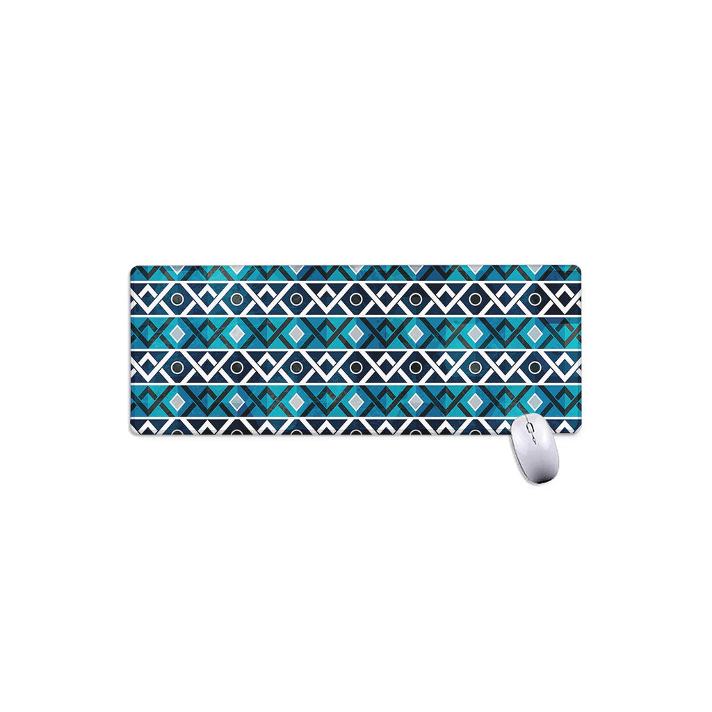 Turquoise Aztec Geometric Pattern Print Extended Mouse Pad