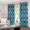 Turquoise Aztec Geometric Pattern Print Extra Wide Grommet Curtains