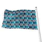 Turquoise Aztec Geometric Pattern Print Flag