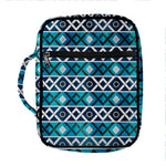Turquoise Aztec Geometric Pattern Print Front Pocket Bible Bag