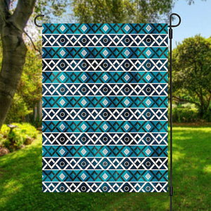 Turquoise Aztec Geometric Pattern Print Garden Flag