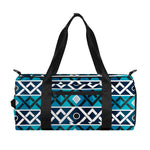 Turquoise Aztec Geometric Pattern Print Gym Bag