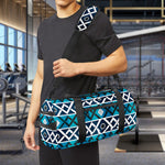 Turquoise Aztec Geometric Pattern Print Gym Bag