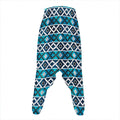Turquoise Aztec Geometric Pattern Print Hammer Pants