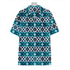 Turquoise Aztec Geometric Pattern Print Hawaiian Shirt