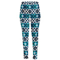 Turquoise Aztec Geometric Pattern Print High-Waisted Pocket Leggings