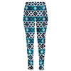 Turquoise Aztec Geometric Pattern Print High-Waisted Pocket Leggings