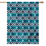 Turquoise Aztec Geometric Pattern Print House Flag