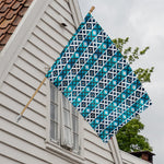Turquoise Aztec Geometric Pattern Print House Flag