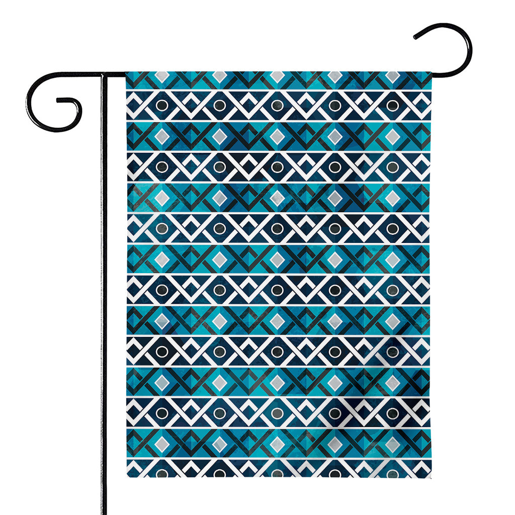 Turquoise Aztec Geometric Pattern Print House Flag