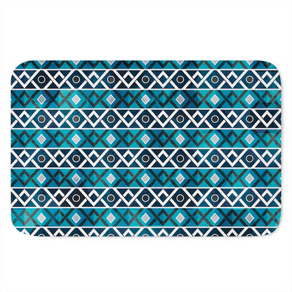 Turquoise Aztec Geometric Pattern Print Indoor Door Mat