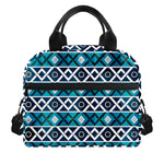 Turquoise Aztec Geometric Pattern Print Insulated Lunch Bag