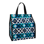 Turquoise Aztec Geometric Pattern Print Insulated Lunch Tote