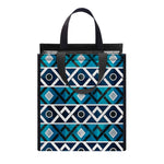 Turquoise Aztec Geometric Pattern Print Insulated Lunch Tote