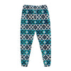 Turquoise Aztec Geometric Pattern Print Jogger Pants