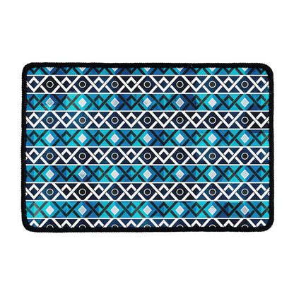Turquoise Aztec Geometric Pattern Print Kitchen Mat