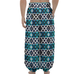 Turquoise Aztec Geometric Pattern Print Lantern Pants
