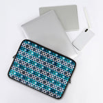 Turquoise Aztec Geometric Pattern Print Laptop Sleeve