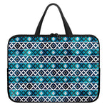 Turquoise Aztec Geometric Pattern Print Laptop Sleeve With Handle