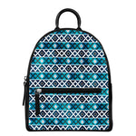 Turquoise Aztec Geometric Pattern Print Leather Backpack